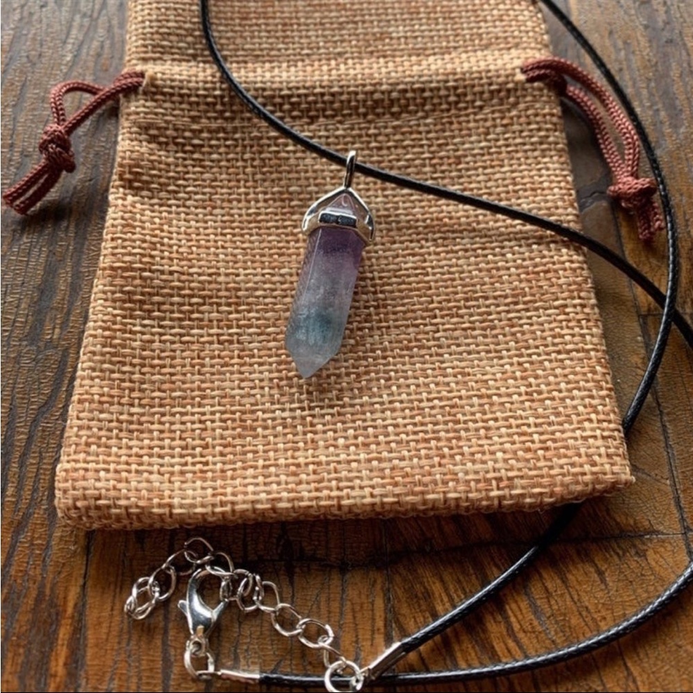Rainbow Fluorite Necklace Fluorite Crystal Point Necklace Fluorite Necklace